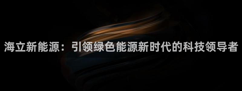 新宝gg平台开户:海立新能源:引领绿色能源新时代的科技领导者