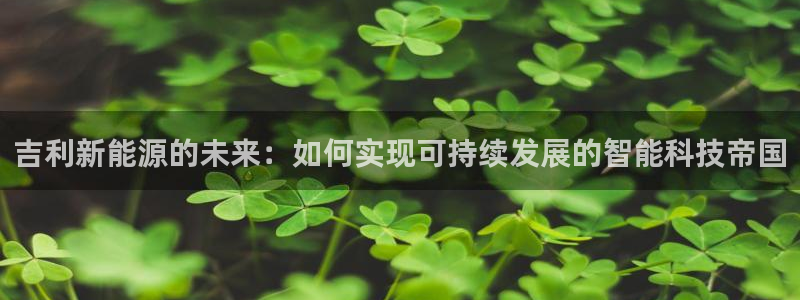 新宝GG网页:吉利新能源的未来:如何实现可持续发展的智能科技